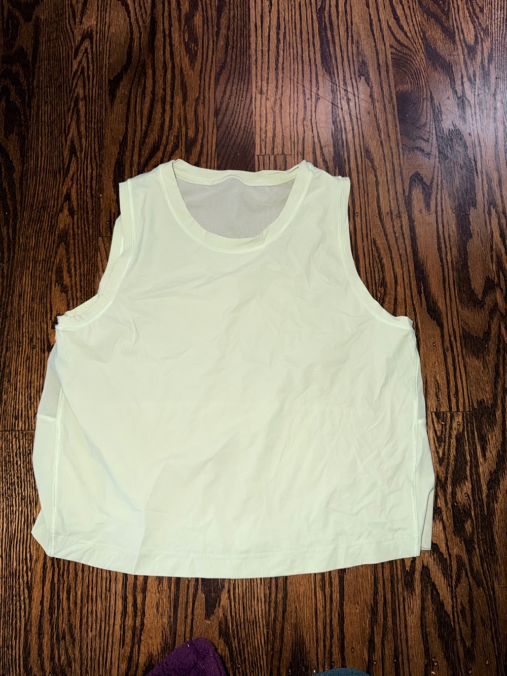 Athleta Light neon Yellow mesh Sleeveless crop Performance Tank small